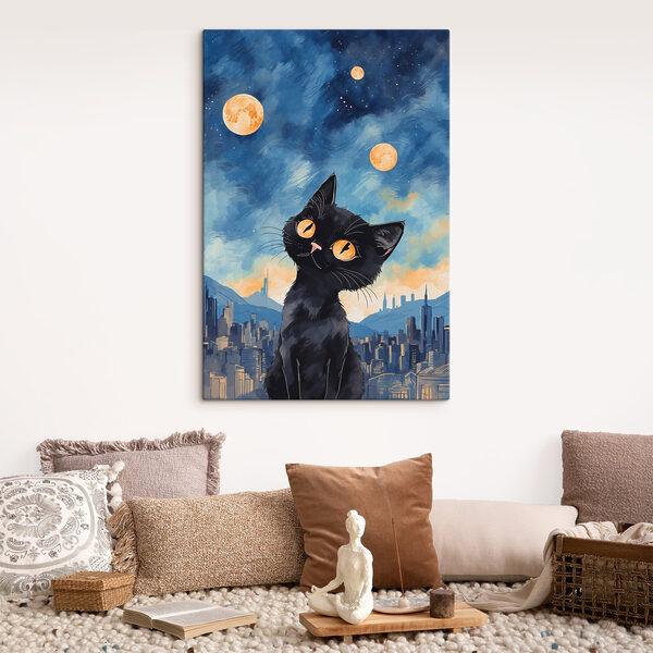 A cat looking up at the moon A cat looking up at the moon