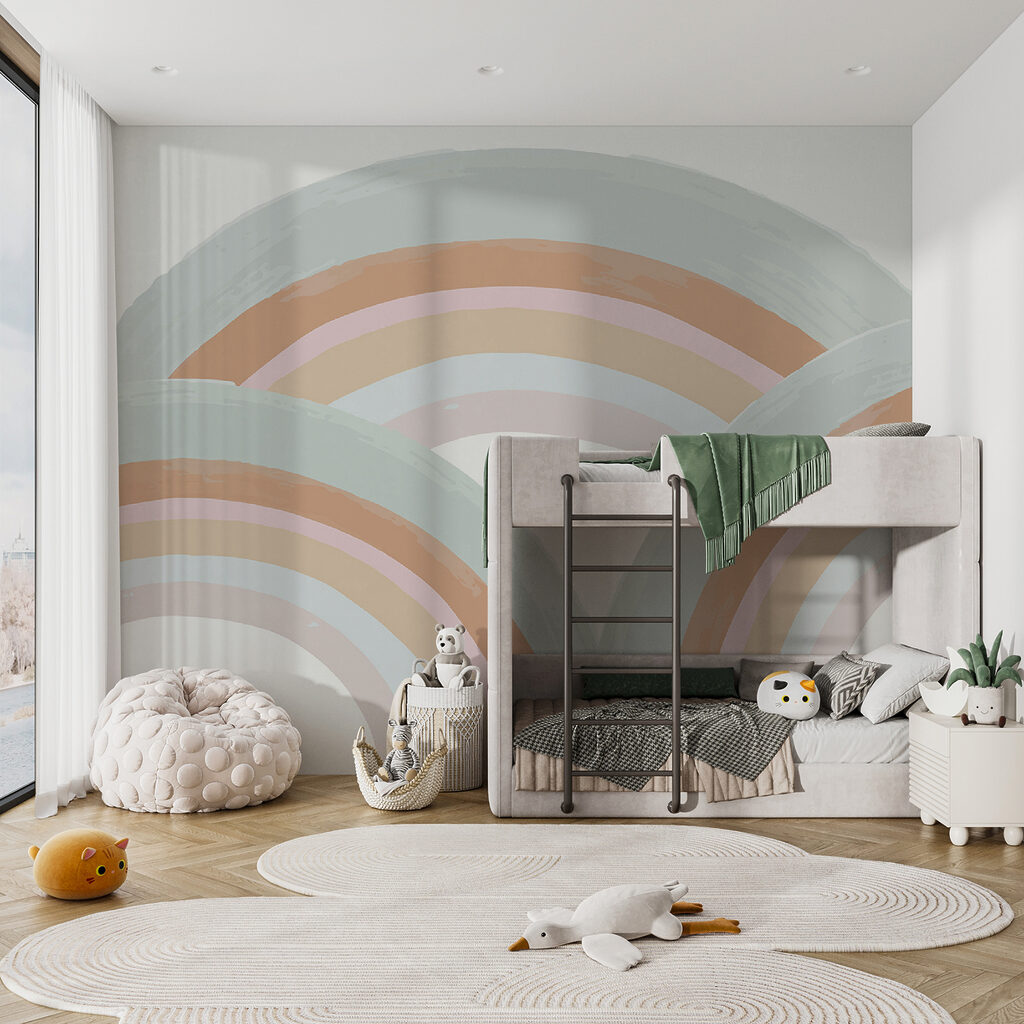 Rainbows painted in pastel colors