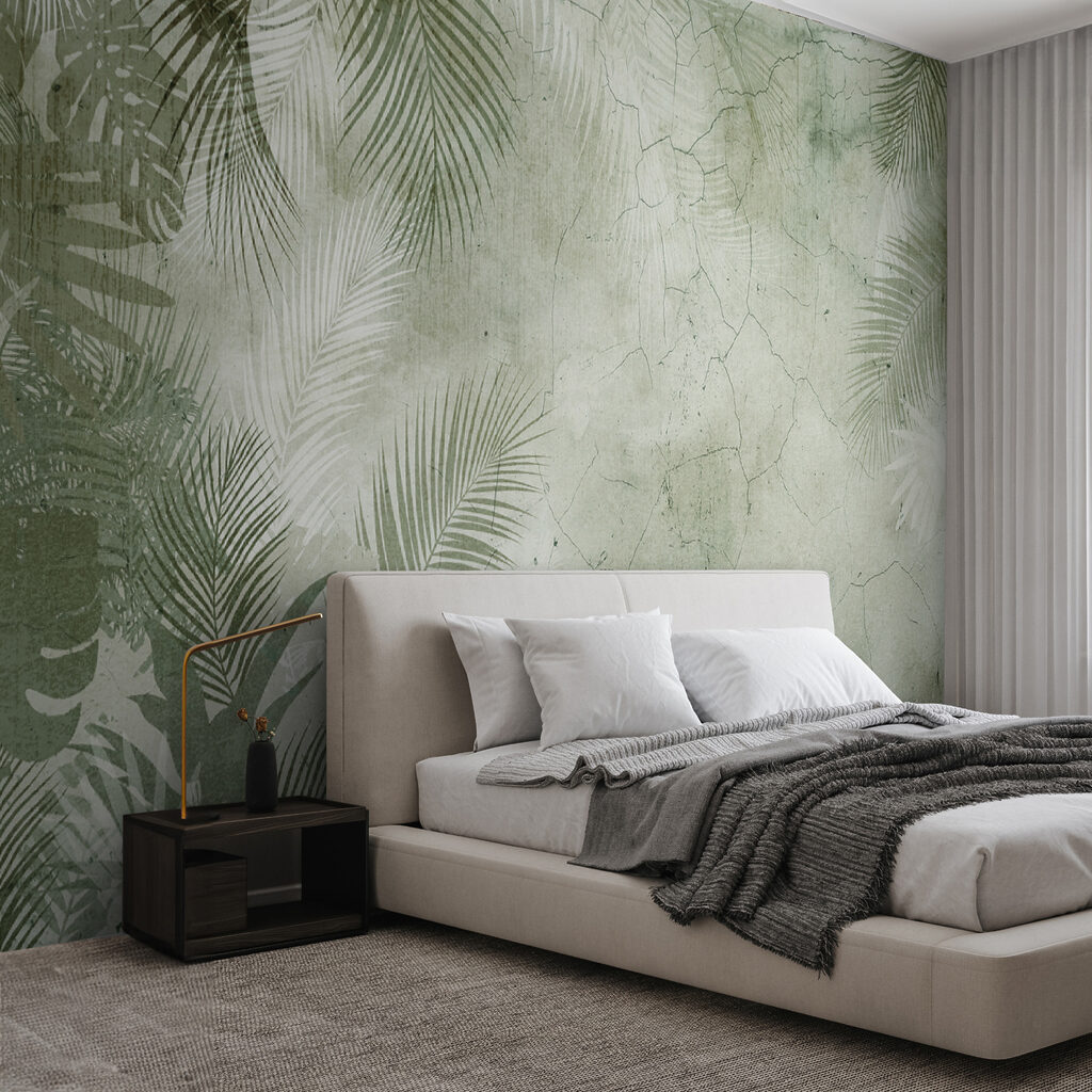 A wall with palm leaves A wall with palm leaves