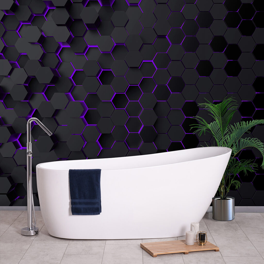 A black and purple hexagons