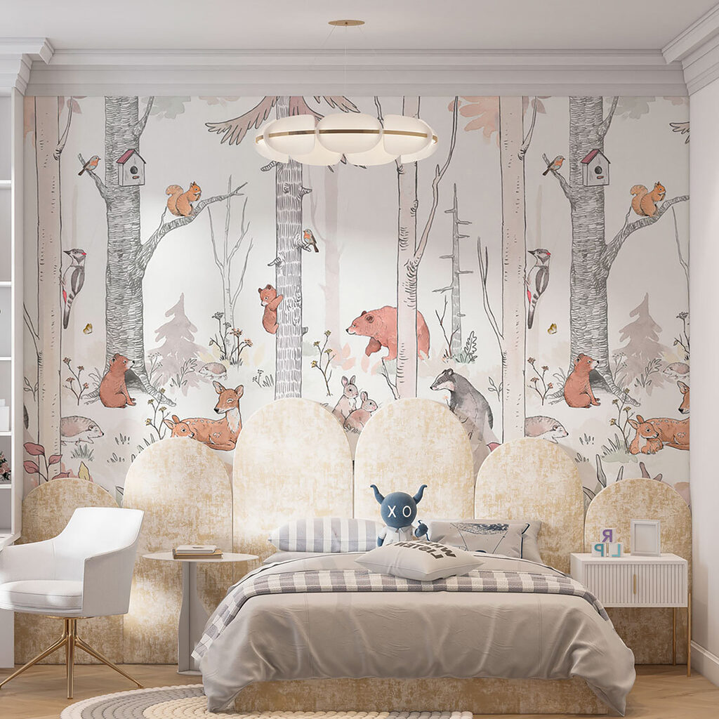 A group of animals in a forest A group of animals in a forest