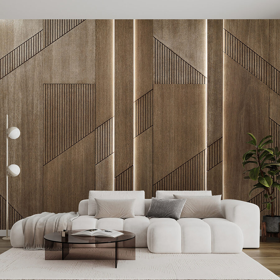 Fototapety Elegantný geometrický dizajn na drevených paneloch. - Image 6