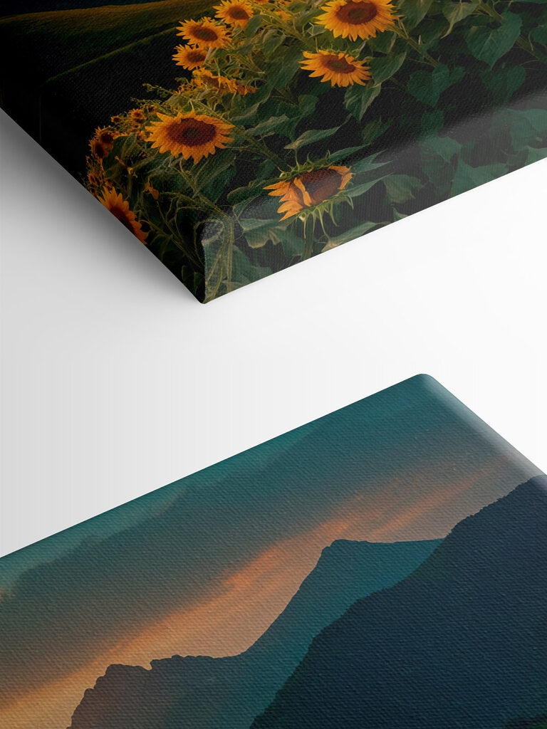 Field of sunflowers in the mountains