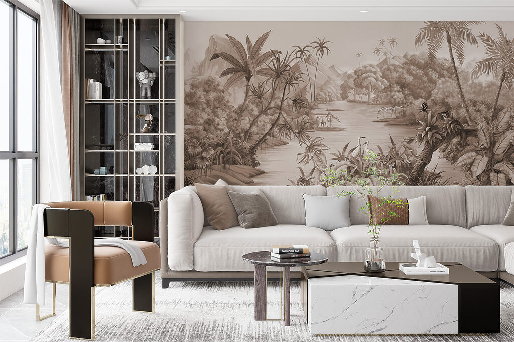 A river with zebras and mountains A river with zebras and mountains