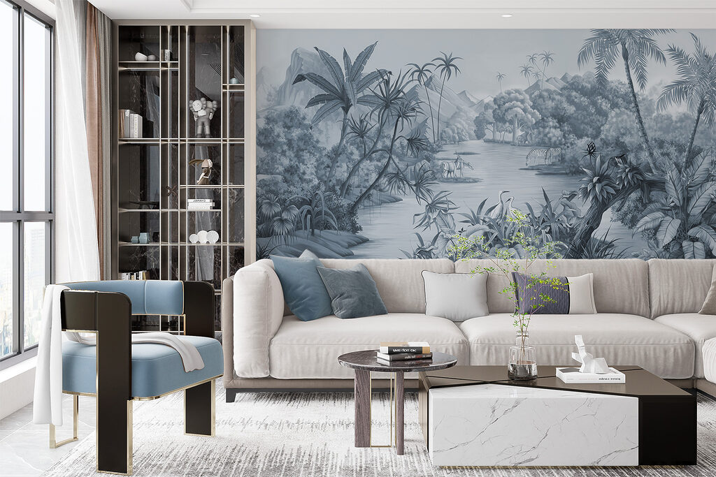 A river with zebras and mountains A river with zebras and mountains