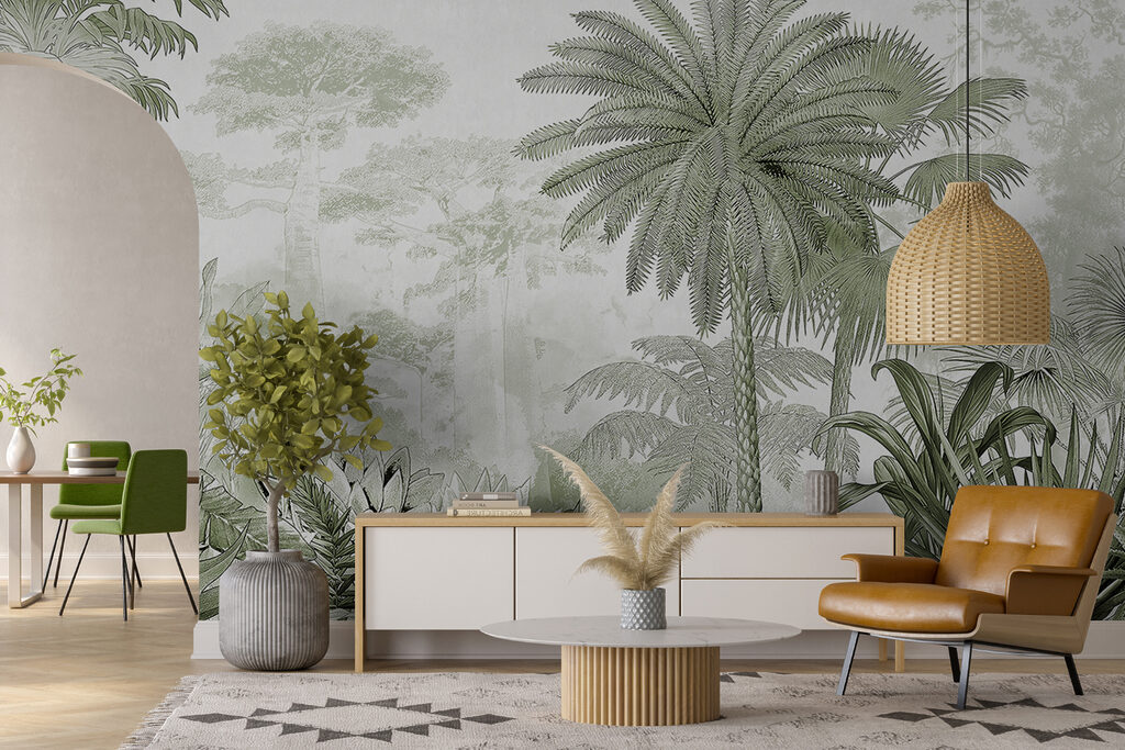 A group of trees and plants