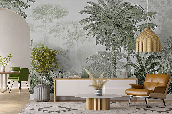 A group of trees and plants