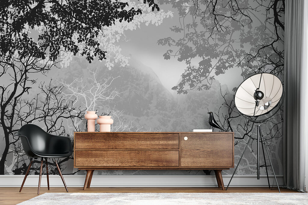 A group of trees with branches and leaves A group of trees with branches and leaves