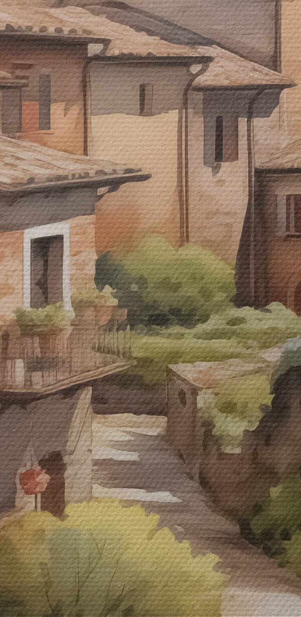 Akvarelová maľba dediny Akvarelová maľba dediny