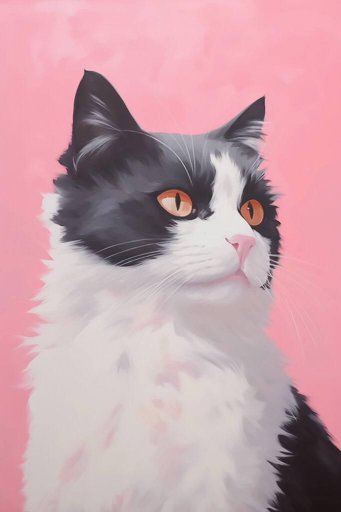 Black and white cat with orange eyes Black and white cat with orange eyes