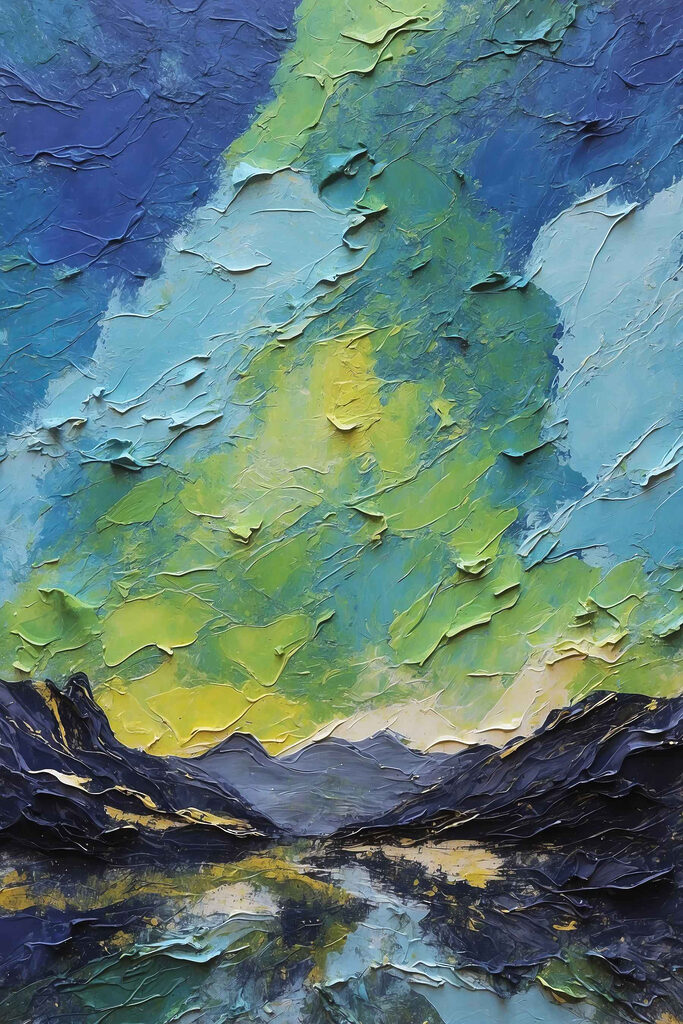 Painting of mountains and clouds Painting of mountains and clouds