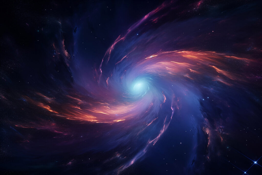 Colorful swirl of light in space