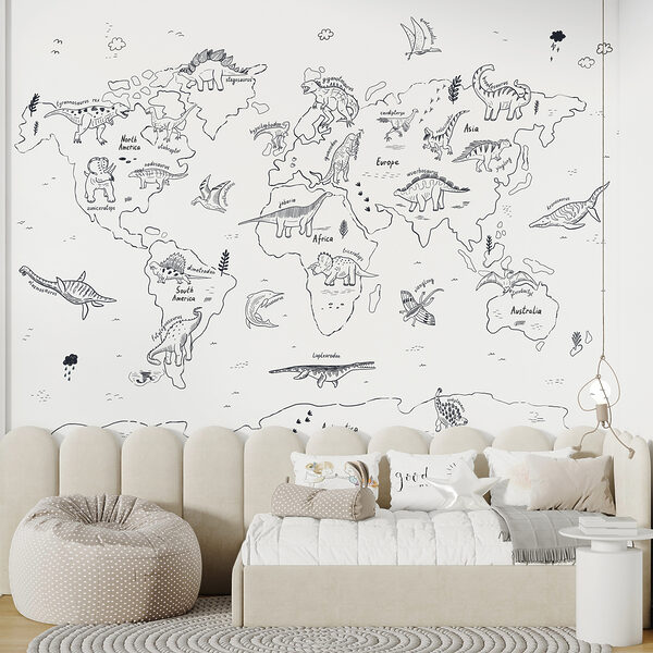 Mapa sveta s dinosaurami Mapa sveta s dinosaurami
