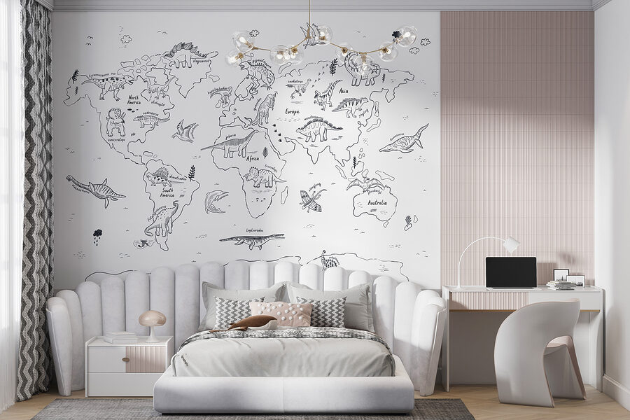 Mapa sveta s dinosaurami Mapa sveta s dinosaurami