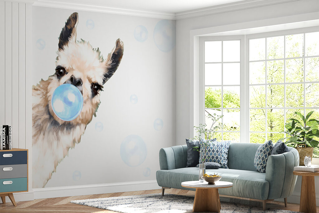 A llama blowing bubbles A llama blowing bubbles