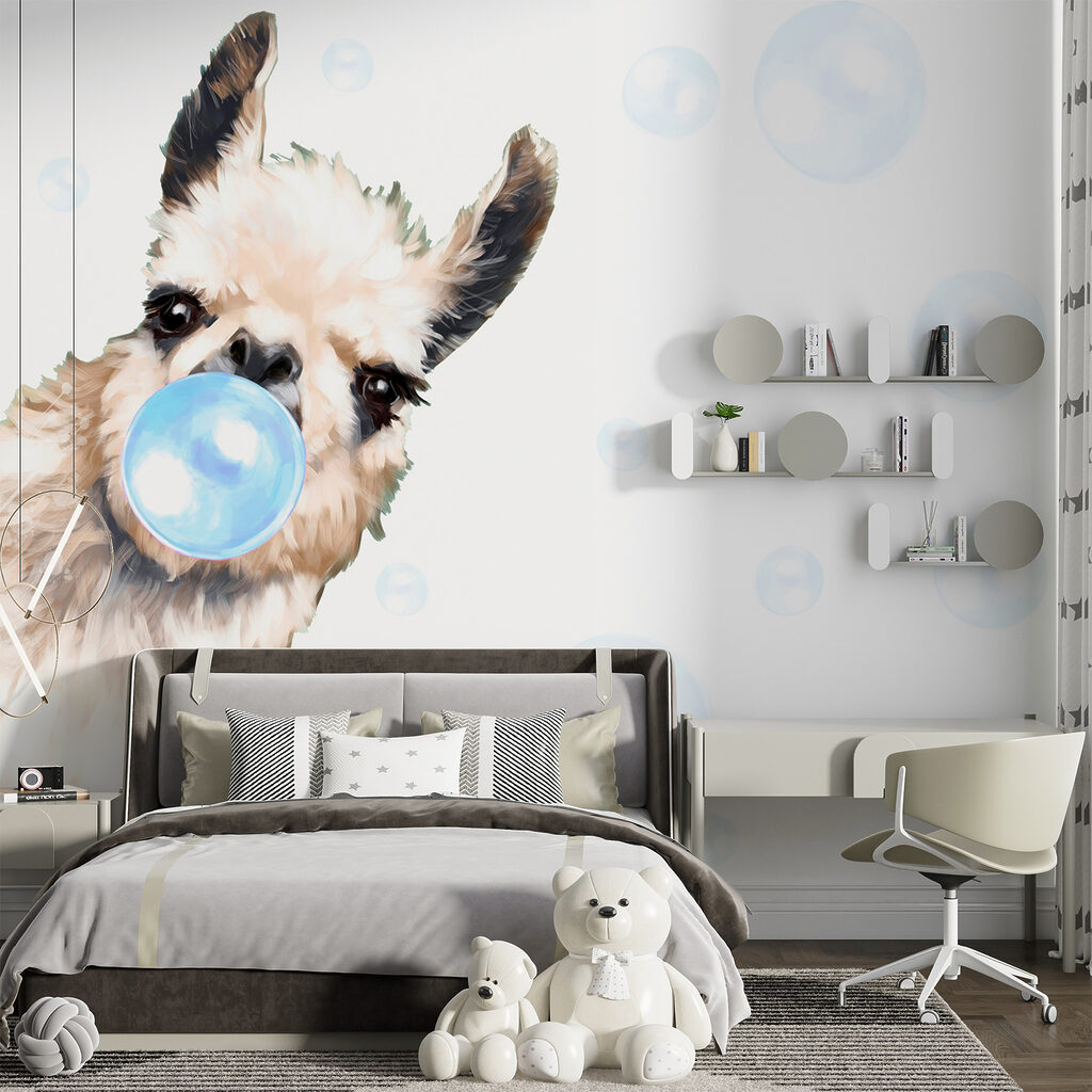 A llama blowing bubbles A llama blowing bubbles