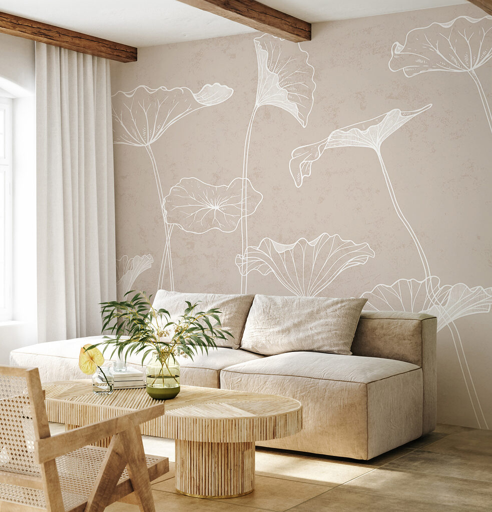 A white line drawing of flowers