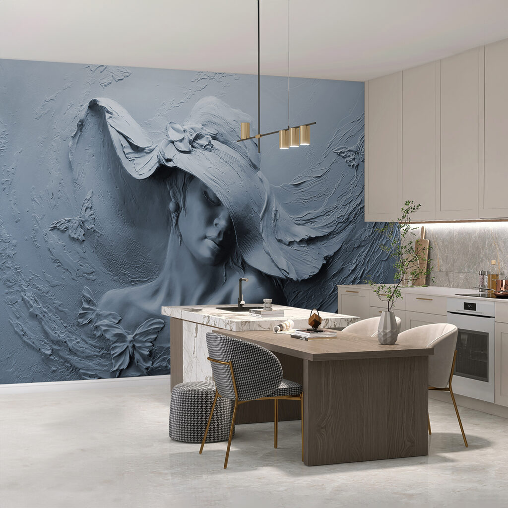 A sculpture of a woman in a hat