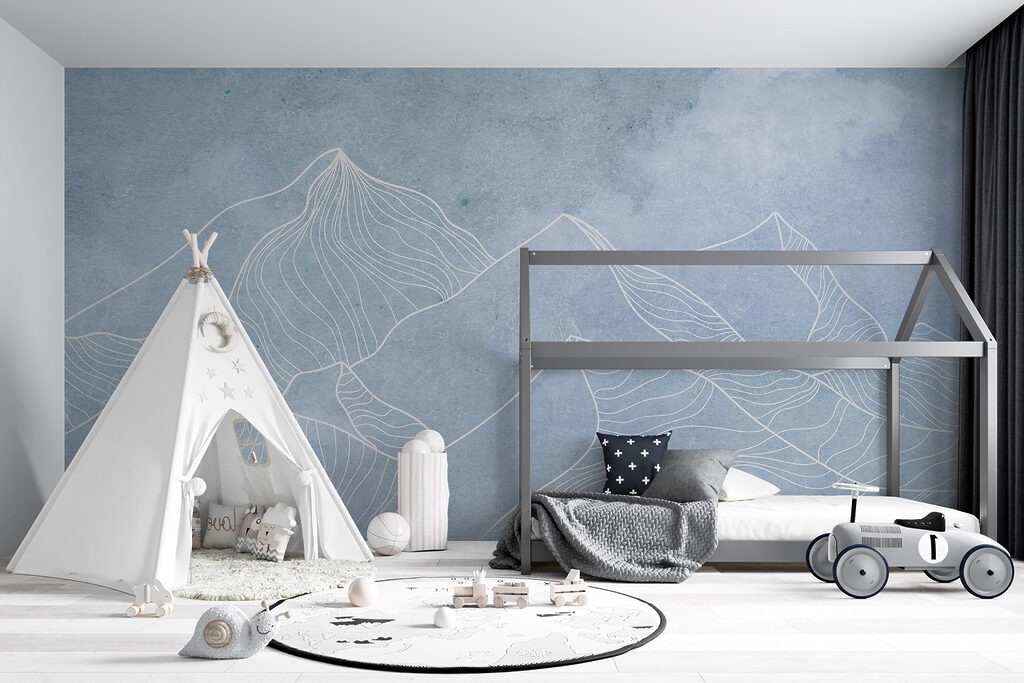 A drawing of mountains with clouds A drawing of mountains with clouds