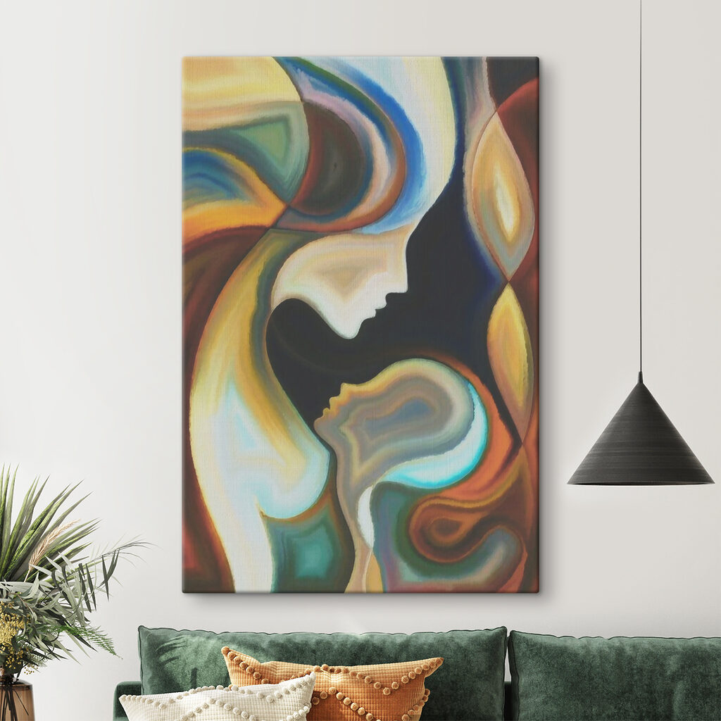 A colorful background with a couple of faces A colorful background with a couple of faces