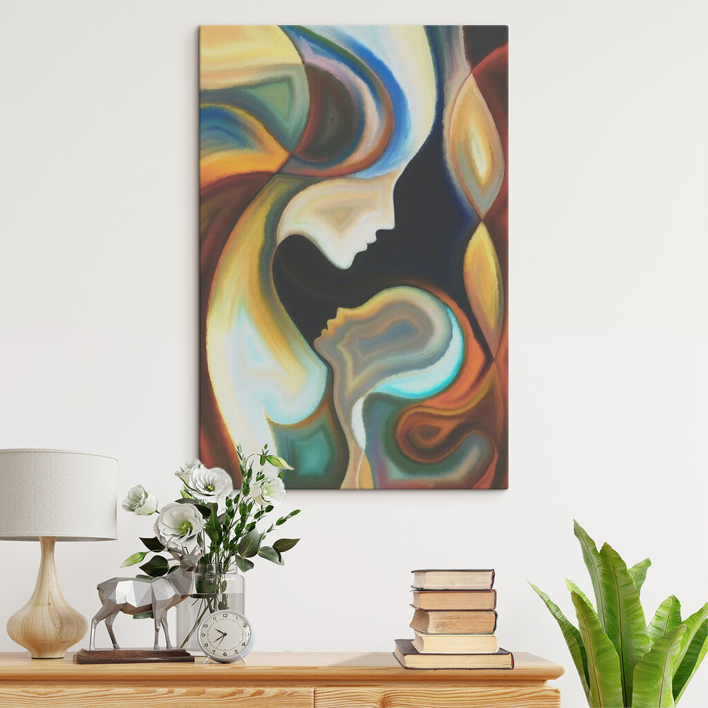 A colorful background with a couple of faces A colorful background with a couple of faces