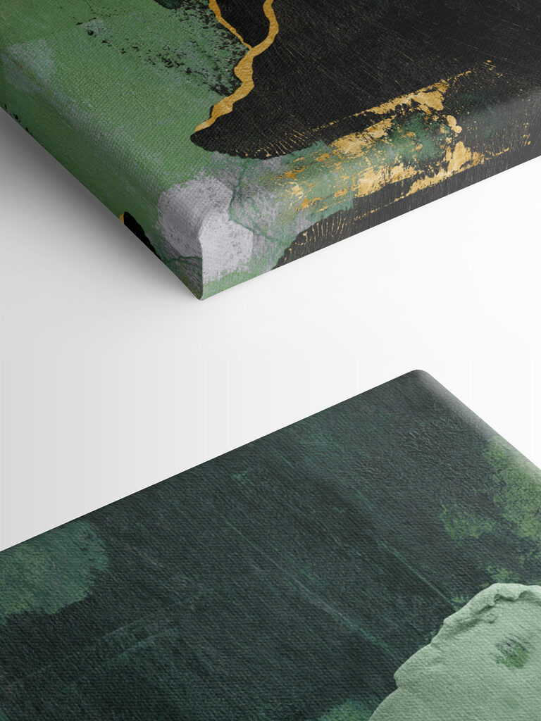 A painting of green and white A painting of green and white