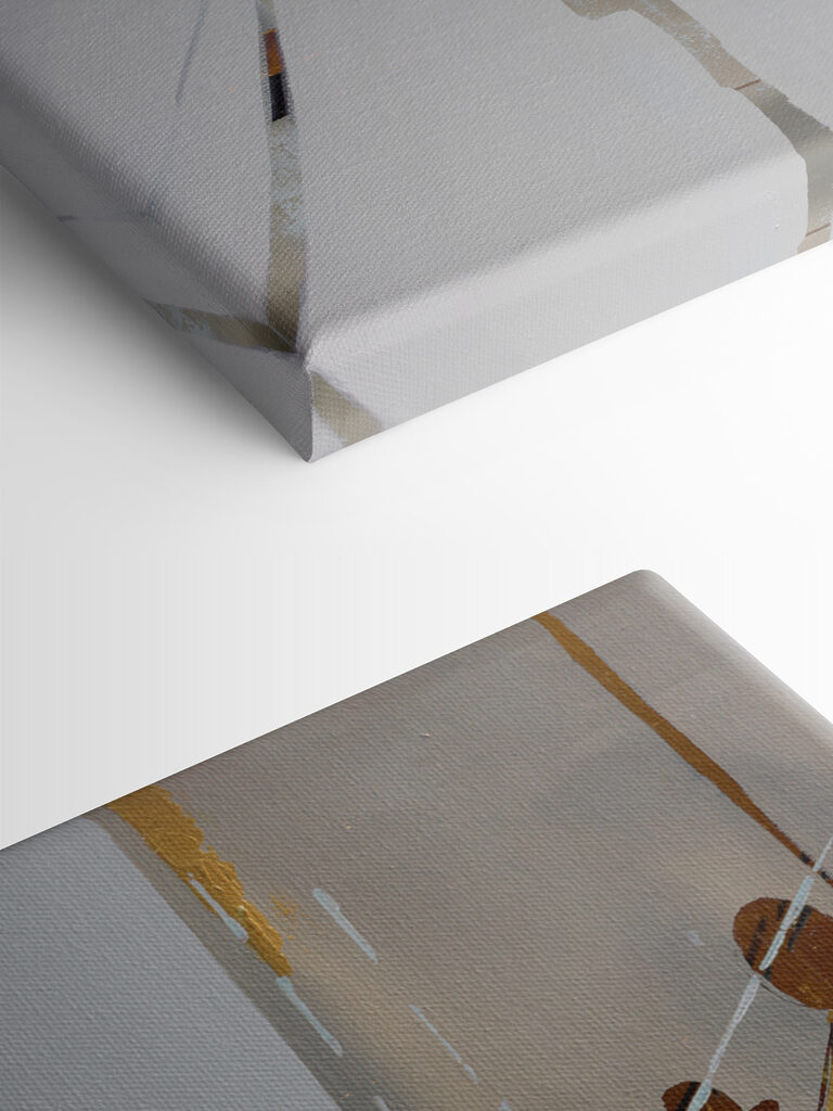 A painting of people walking on a snowy street