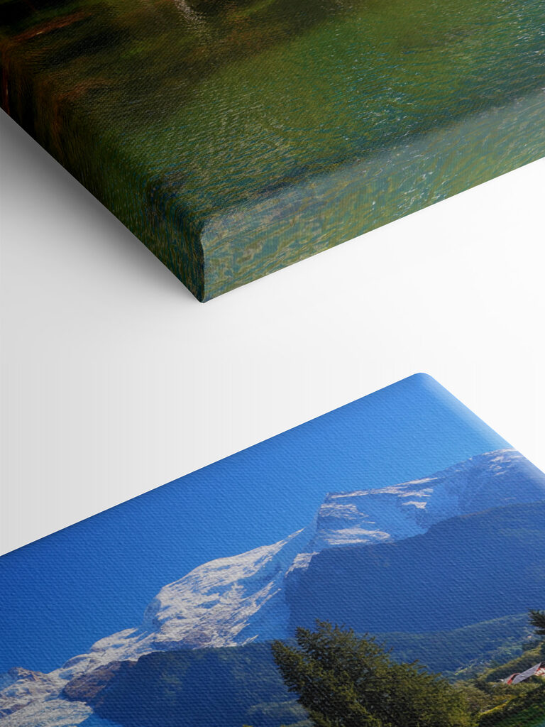 A lake surrounded by trees and mountains A lake surrounded by trees and mountains