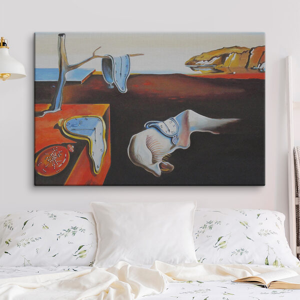 A painting of a cat with a clock on it A painting of a cat with a clock on it