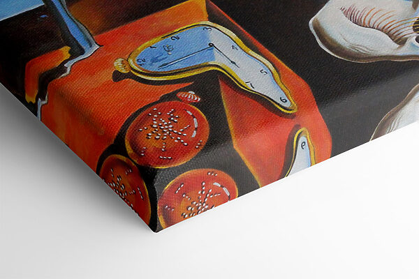 A painting of a cat with a clock on it A painting of a cat with a clock on it