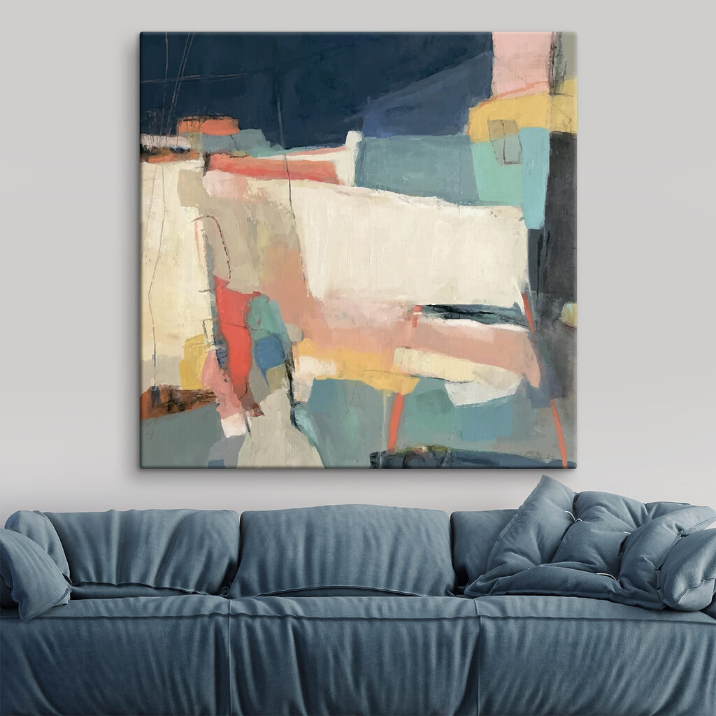 A painting of colorful shapes A painting of colorful shapes