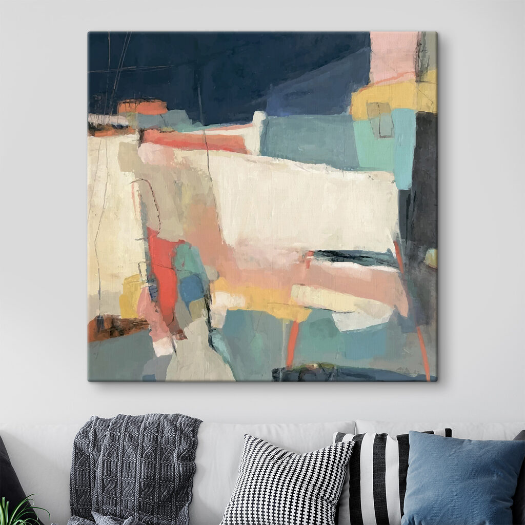 A painting of colorful shapes A painting of colorful shapes