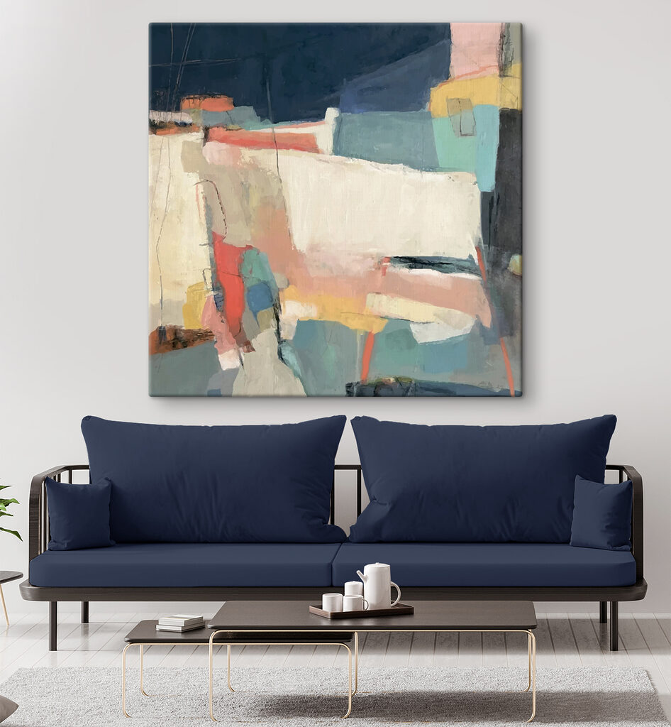 A painting of colorful shapes A painting of colorful shapes