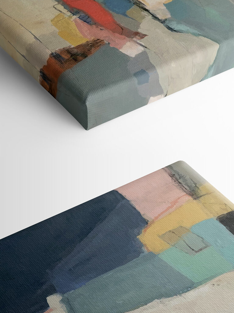 A painting of colorful shapes A painting of colorful shapes