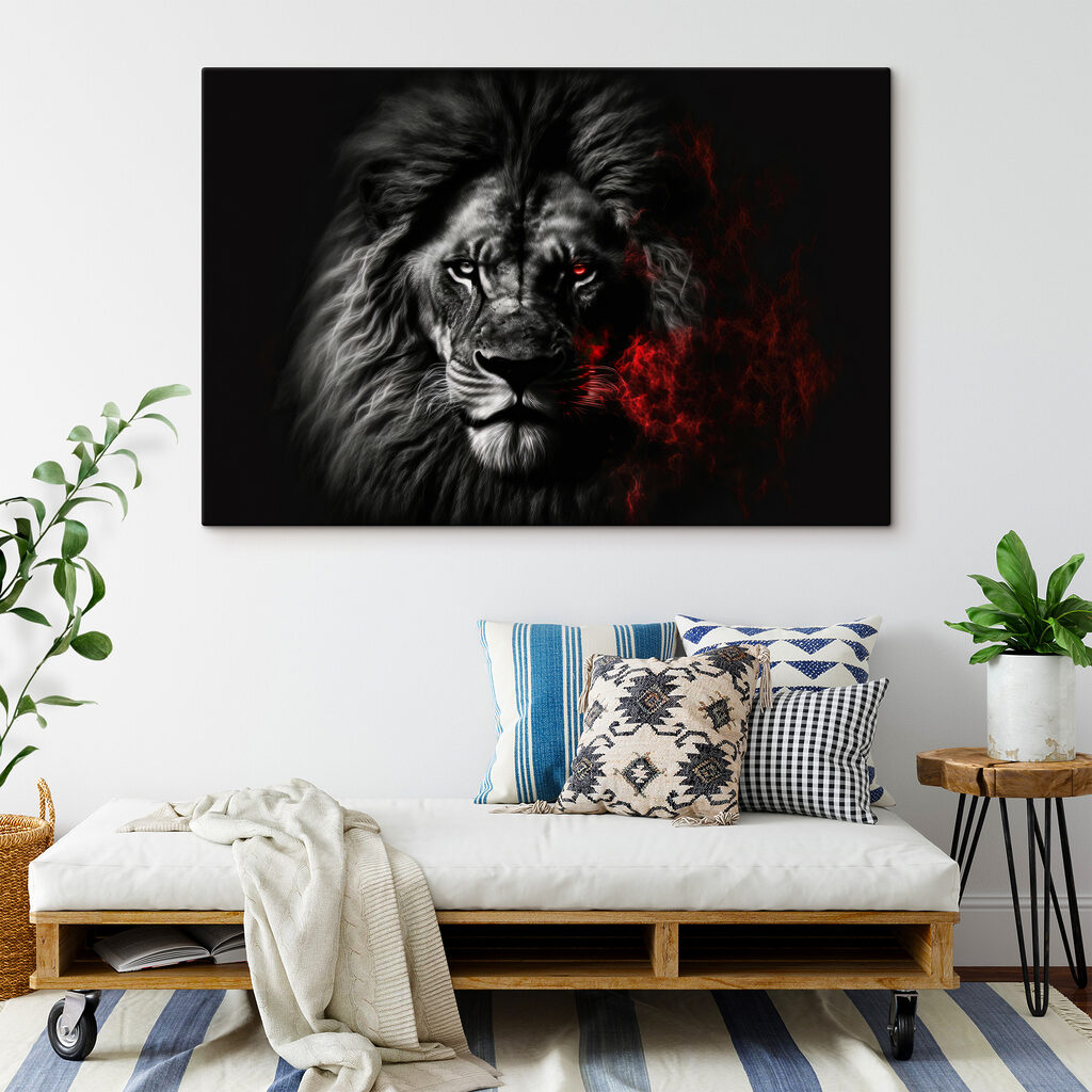 A black lion with red eyes A black lion with red eyes