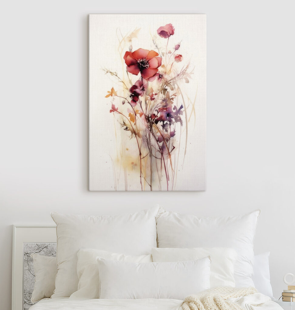 A painting of flowers on a white background A painting of flowers on a white background