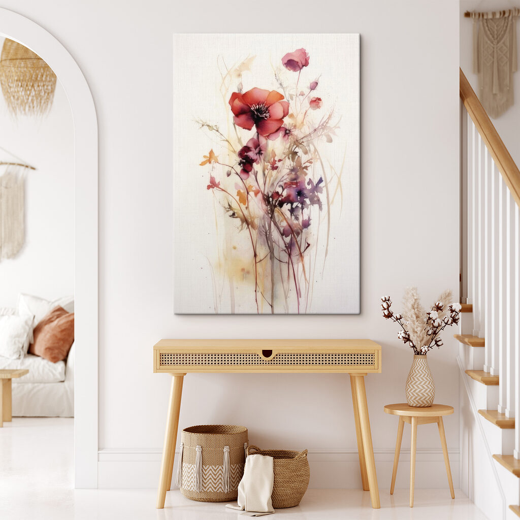 A painting of flowers on a white background A painting of flowers on a white background