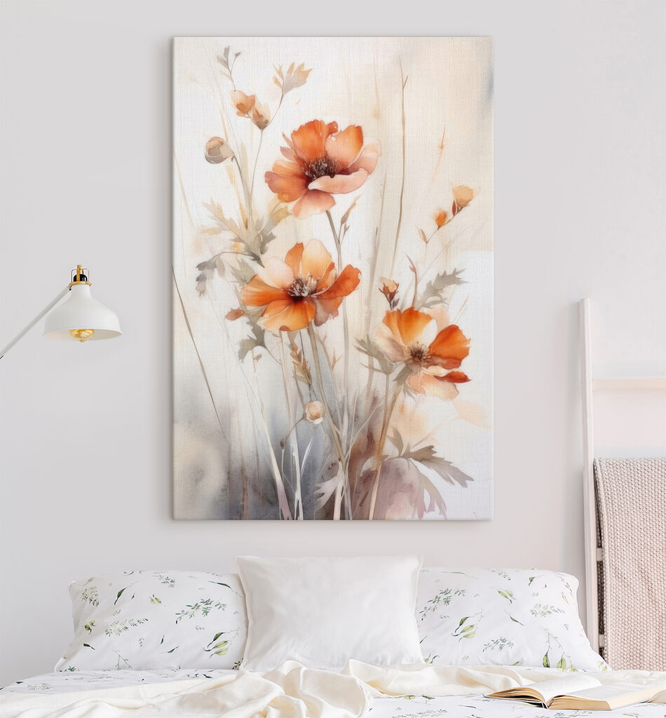 A painting of orange flowers A painting of orange flowers