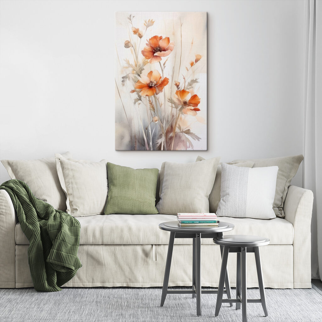 A painting of orange flowers A painting of orange flowers