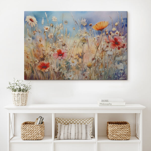 A painting of flowers and grass A painting of flowers and grass