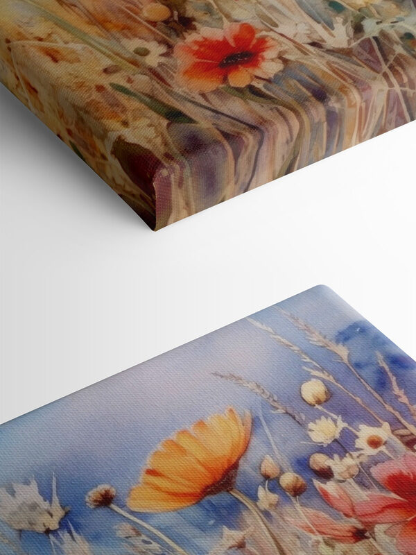 A painting of flowers and grass A painting of flowers and grass