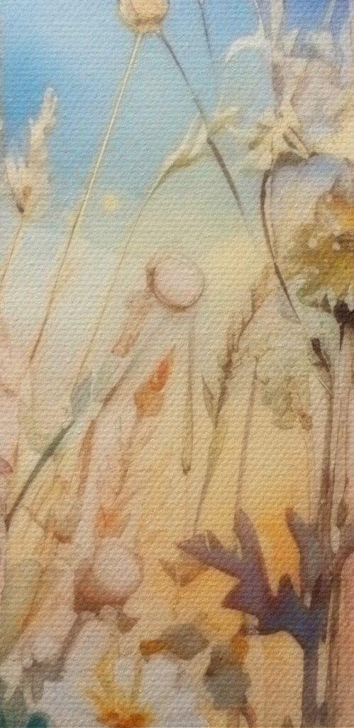 A painting of flowers and grass A painting of flowers and grass