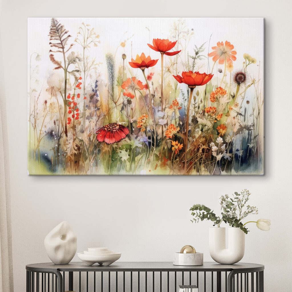 A painting of flowers and plants A painting of flowers and plants