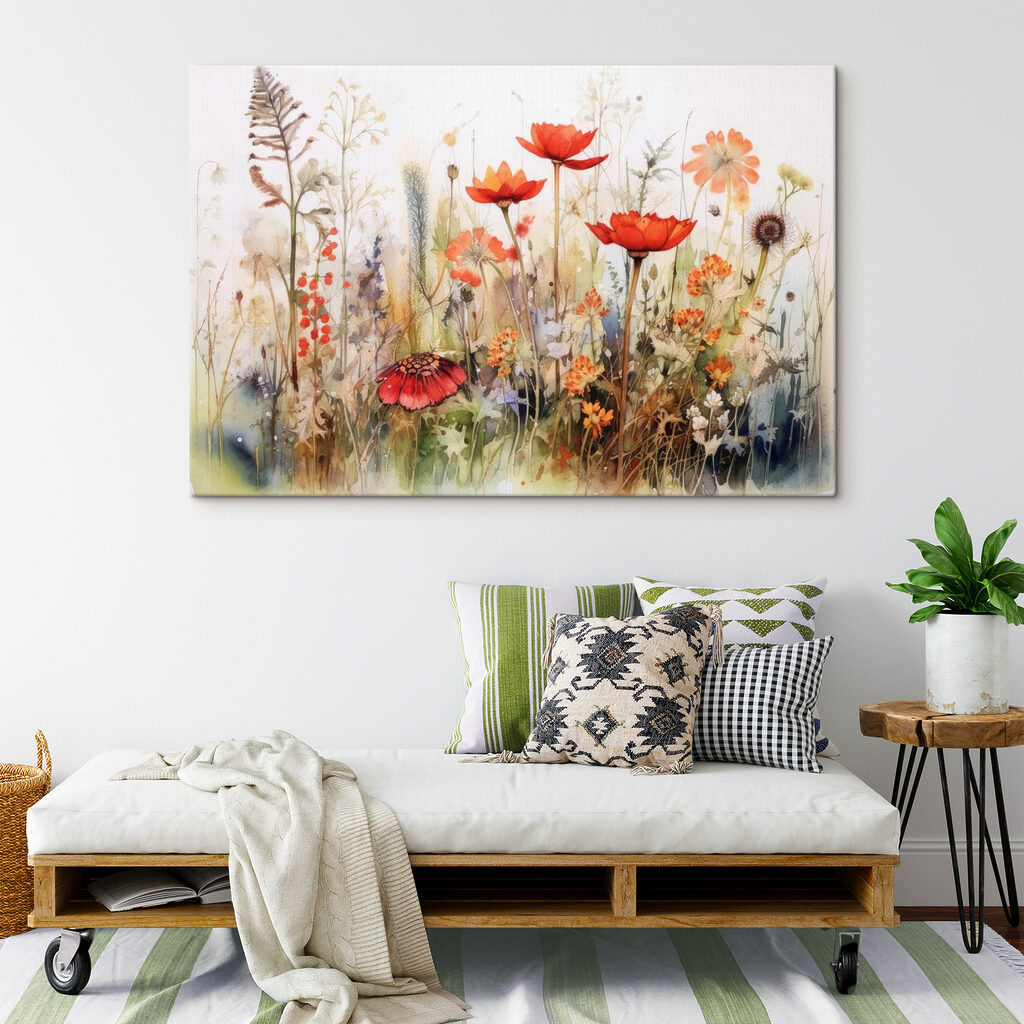 A painting of flowers and plants A painting of flowers and plants