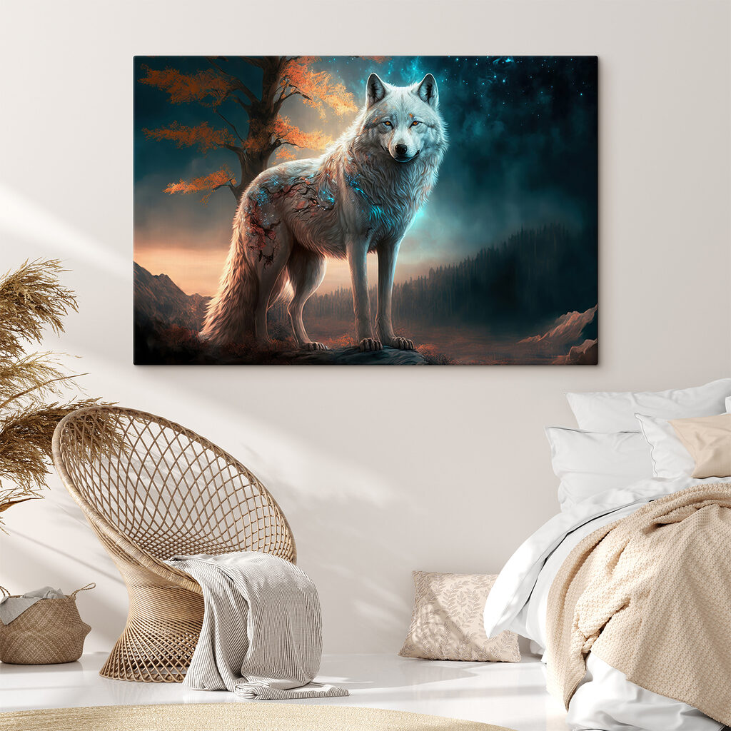 A white wolf standing on a rock A white wolf standing on a rock