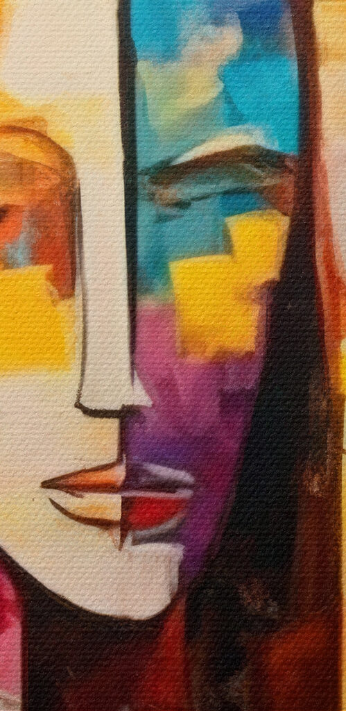 A painting of people's faces