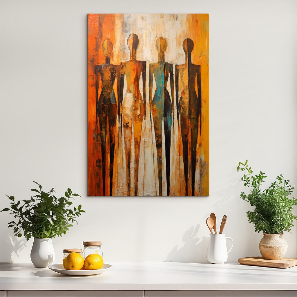 A painting of a group of people A painting of a group of people