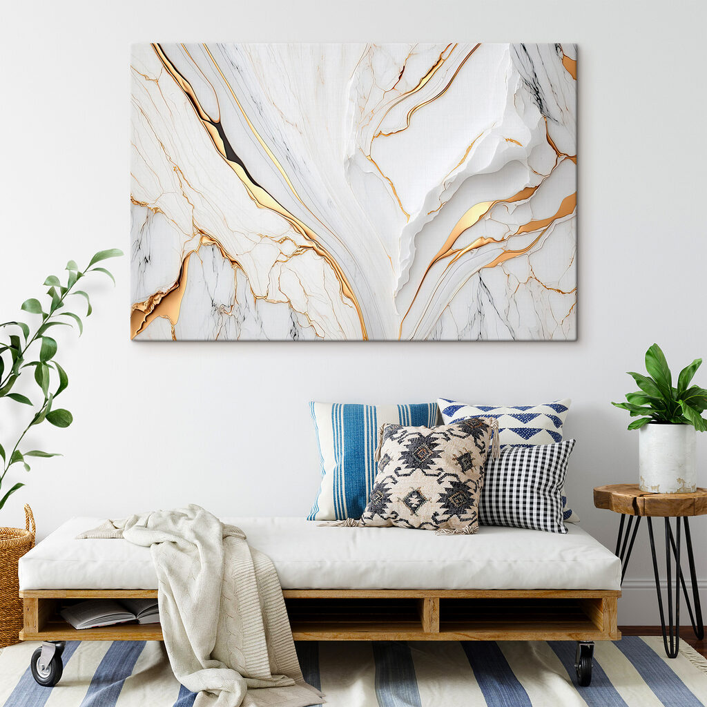 Elegant marble with amber swirls