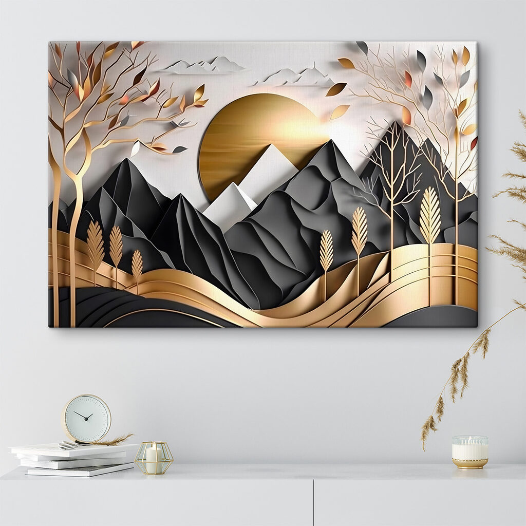 A paper cut out of a mountain landscape A paper cut out of a mountain landscape