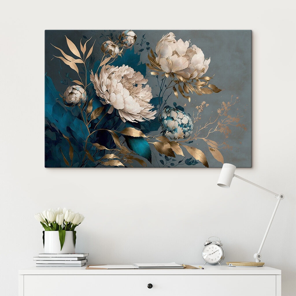 A painting of flowers and leaves A painting of flowers and leaves